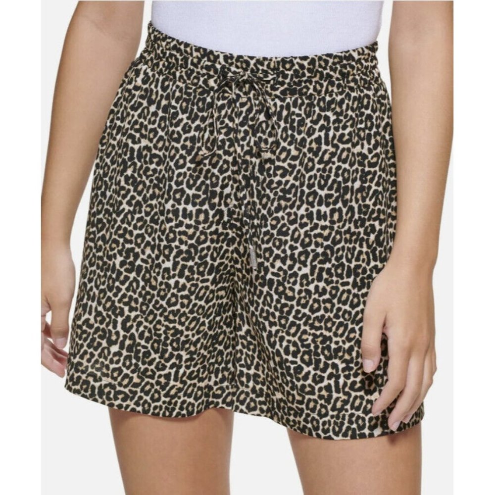 DKNY Jeans Womens Animal Print Comfy Casual Shorts Loungewear Leopard XXS
